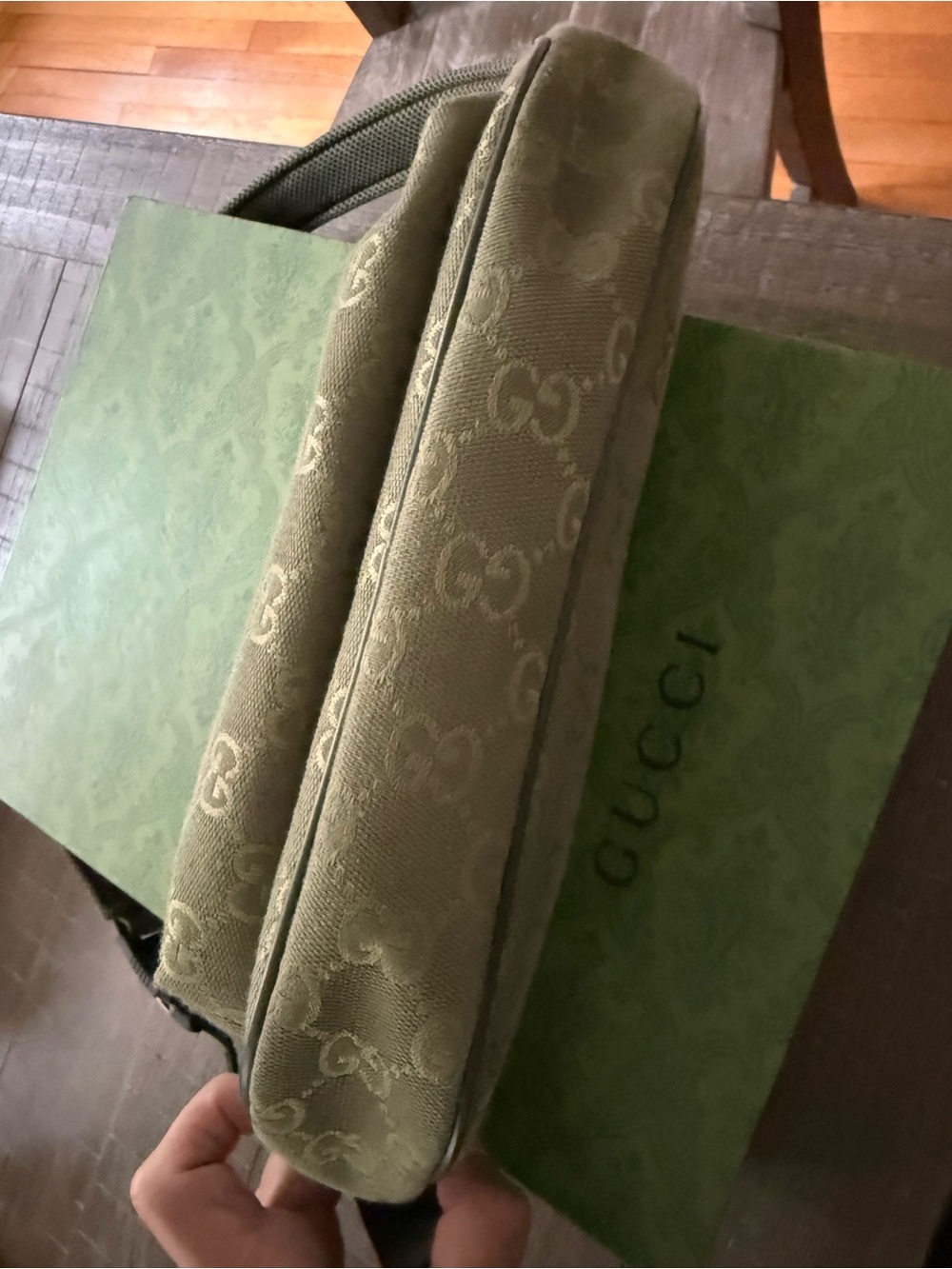 Gucci Green GG Canvas Waist Belt Bag with Signature Web Trim - Picture 4 of 4